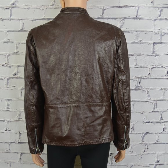 Mens Reed Sportswear cafe motorcycle style leather jacket - Picture 8 of 16